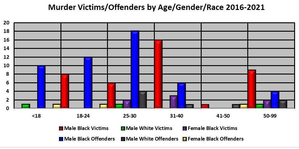 Murder Graph Age Gender Race 2016-2021